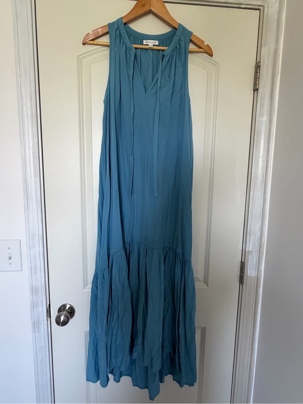 Prologue Teal Sleeveless Tie-Neck Maxi Dress